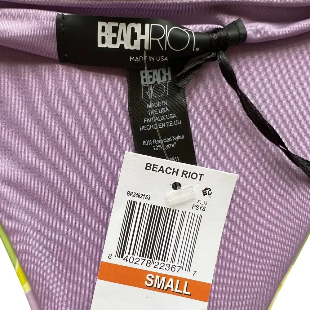 Beach Riot Soleil Side Tie Beaded Acrylic Ends Bikini Top and Bottom Set, S